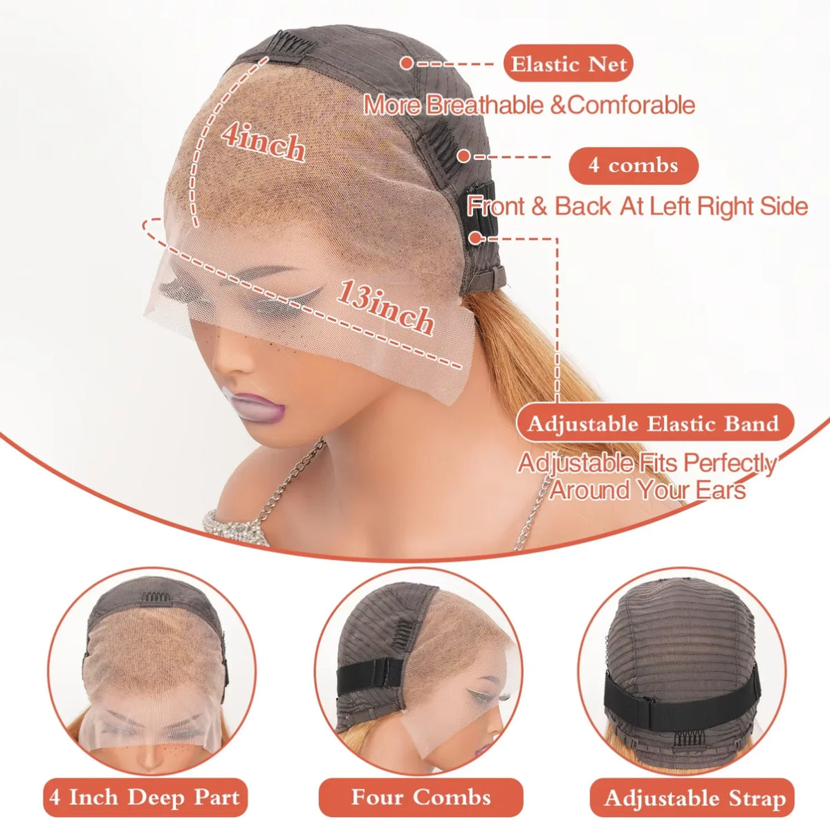 27# Body Wave 32 Inch Honey Blonde Color 13x6 HD Lace Front Wigs Human Hair 220% Density Raw Virgin Highlight Lace Frontal Wig